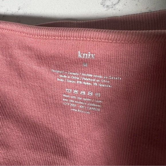 Knix Good To Go Seamless Crop Tank Dusty Rose Ribbed Pink Mauve Top Sz Medium - Picture 8 of 8